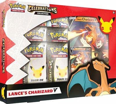 Pokémon, Caja de Celebraciones V: Charizard V de Lance y Dark Sylveon V (25 Aniversario), Juego de Cartas para 2 Jugadores a Partir de 6 años, más de 10 Minutos de Tiempo de Juego