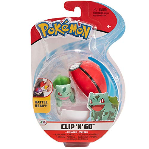 Pokémon Clip 'N' Go Bulbasaur y Poké Ball | Contiene 1 Figura de 5 cm y 1 Poké Ball | Nueva Ola 2021 | Licencia Oficial