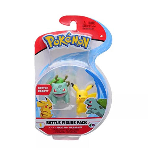 Pokemon Selección Battle Figures Figura de Acción | Juego de Figuras, Figuras del Juego:Pikachu & Bulbasaur