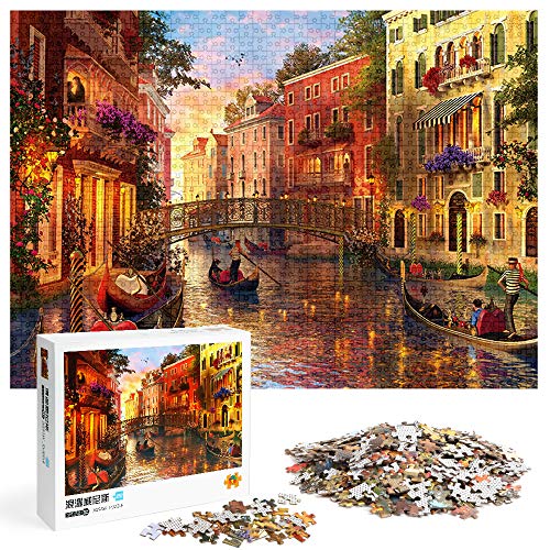 Puzzle 1000 Piezas, Puzzle Adultos, Atardecer en Venecia, Puzzle Venecia Romántica, Intelectual Educativo Divertido Juego Familiar Puzzle, Puzzle para Niños Descompresión y Regalo