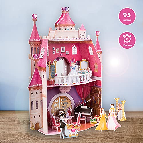 Puzzle 3D Princess Birthday Party - Casa De Muñecas para Niñas Infantil, Puzzles 3D Casas De Muñecas para Niñas, 95 Piezas, 524 Pegatinas de Cristal, 5 Años O Más
