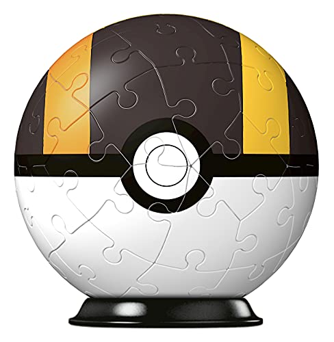 RAVENSBURGER PUZZLE Ravensburger 11266 – Puzzle 3D – Bola Pokéball – [EN] Ultra Ball – 54 Piezas – para Fans de Pokémon a Partir de 6 años, Color Blanco