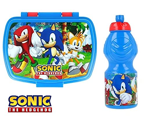 Set de almuerzo, escuelas, 2 piezas para llevar la erenda y la botella de plástico para niños Merenda Launch Box - BPA Free (Sonic)