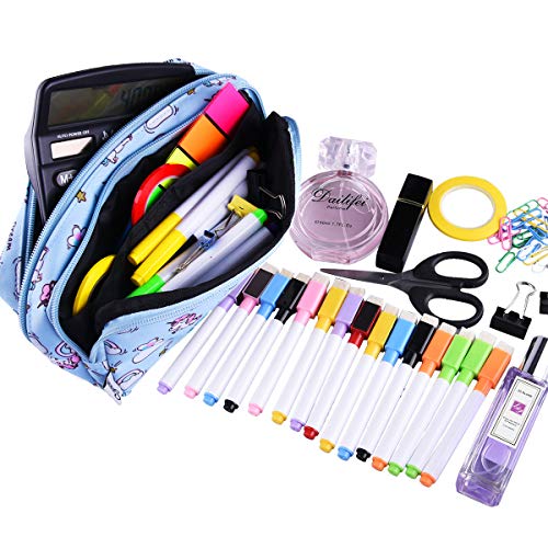 SIQUK Estuche de lápices Unicornio Lápiz de gran capacidad Bolsas dobles Bolso de lápiz Unicornio para niñas, niños y adultos