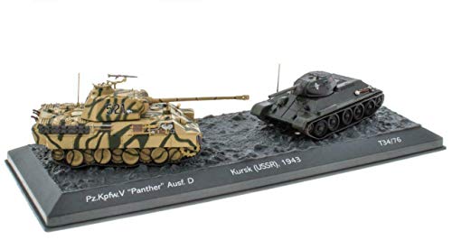 - Lote de 2 Tanques Militares 1:72 World of Tanks: Panther + T3476 Batalla de Kursk URSS 1943 (OT1 + OT2)