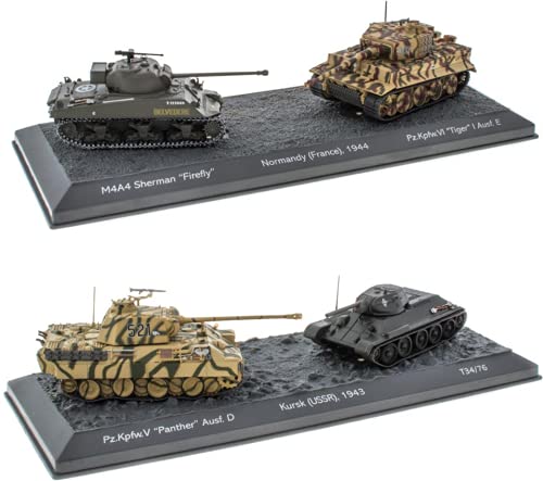 - Lote de 4 Tanques Militares 1:72 World of Tanks: Panther + T3476 + Sherman + Tigre (OT1 + 2 + 3 + 4)