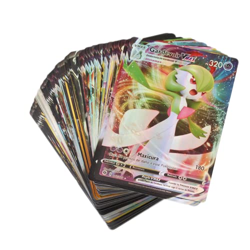 100 Cartas Pokemon V-VMAX Español,Carta Coleccionables (100 Cartas Brillante),Cartas Fantásticas