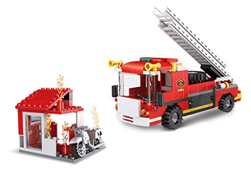 2 en 1 City Fire Station Building Blocks Juego de Camiones de Bomberos Kit de construcción de Bombero Ladrillos de construcción para niños de 6 a 12 años (184 Piezas)