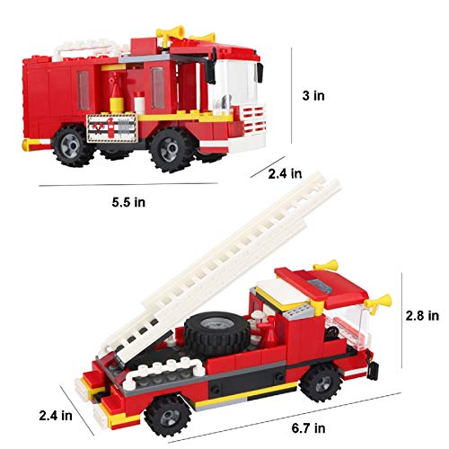 2 en 1 City Fire Station Building Blocks Juego de Camiones de Bomberos Kit de construcción de Bombero Ladrillos de construcción para niños de 6 a 12 años (184 Piezas)