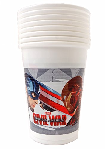 200 ml Capitán América Guerra Civil vasos de plástico, 8 unidades)