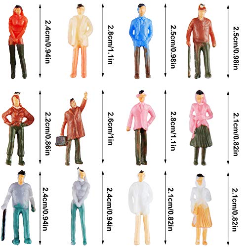 200 Piezas Figuras de Personas Modelo a Escala 1:75 Figuras de Personas de Plástico de Trenes Arquitectónicos Gente Pequeña Sentado y de Pie para Escenas en Miniatura