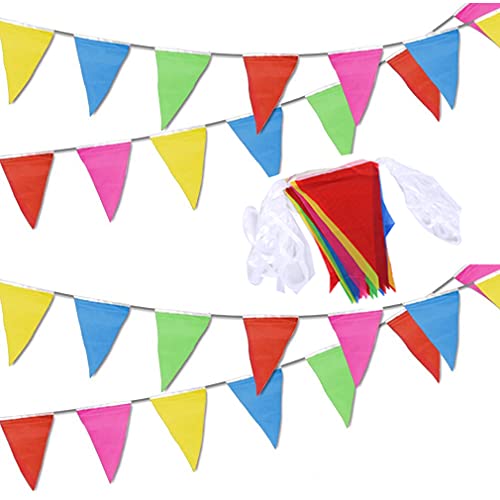 40 metros 80 Banderines Triangulares Bunting Banner Banners Multicolores para bodas Fiestas de Cumpleaños Jardín Marca Apertura Decoraciones para el hogar