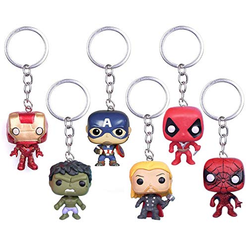 6Pcs Marvel Fans Llavero SuperHeroes The Avengers Llavero Deadpool Colgante Llaveros Iron man Spiderman Llavero
