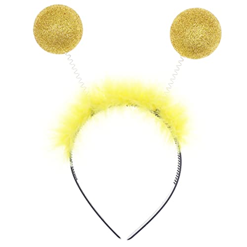 Acan Diadema infantil con antenas y bolas amarillas, accesorios para disfraz de abeja, carnaval, halloween, cosplay, fiesta, niños, negro y amarillo