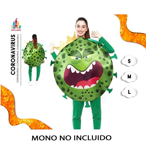 Acan Disfraz de virus mortal con forma redonda para jovenes y adultos para carnaval, talla L, color verde.