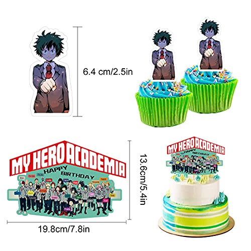 Accesorios para fiesta de cumpleaños, diseño de PAWT My Hero Academia con temática de tartas, incluye pancarta de cumpleaños,decoración de tartas, globos de látex