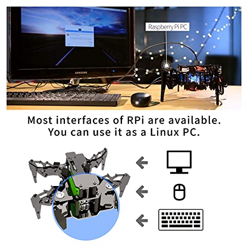 Adeept DarkPaw Bionic Quadruped Spider Robot Kit para Raspberry Pi 4/3 Modelo B+/B, Stem Crawling Robot OpenCV Tracking Autoestabilizante basado en MPU6050 Gyro Sensor, Raspberry Pi Robot con PDF