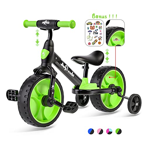 Afranti Triciclo Infantil 3 en 1 Bicicleta de Equilibrio Niños de 18 Meses-5 años Triciclo con Ruedas de Pedales y Entrenamiento Extraíbles Asiento Regulable Adecuado para niños de 80-105cm