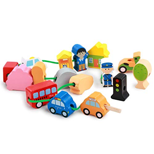 Afunti Cuentas de Madera Juguete de enhebrar, Juguete de Primera Infancia encordado Principal para niños pequeños y bebés Montessori Educational Toys