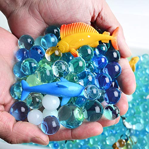 AINOLWAY Figuras de animales de mar animales 24 realista figuras de animales de mar profundo juguetes educativos y perlas de cristal de color océano