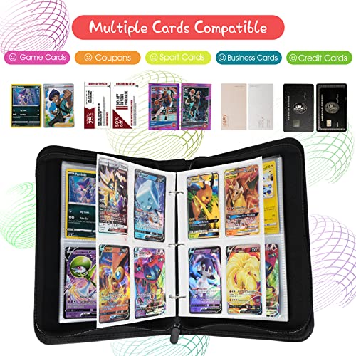 Album Cartas para Pokemon, Album Compatible con Cartas Pokemon, 50 Fundas Cartas 400 Tarjetas Capacidad para Pokemon, Album Pokemon para Cartas 2021 Compatible con Pokémon Vmax/GX EX/YuGiOh