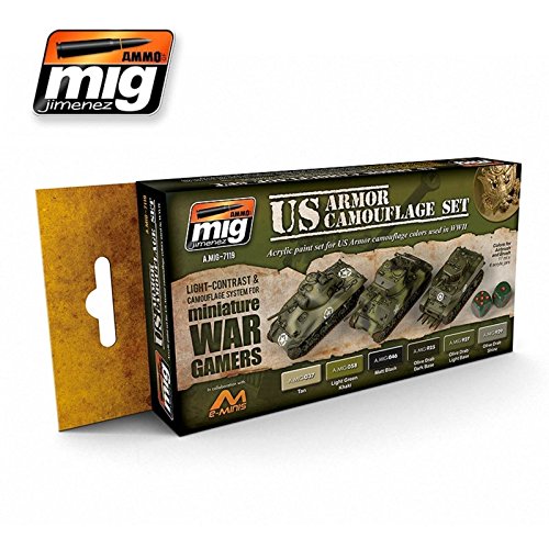 AMMO Us Armor Set Wargames-Juego de Pintura acrílica (6 tarros de 17 ml), Multicolor, (Paquete de 1) MIG-7119