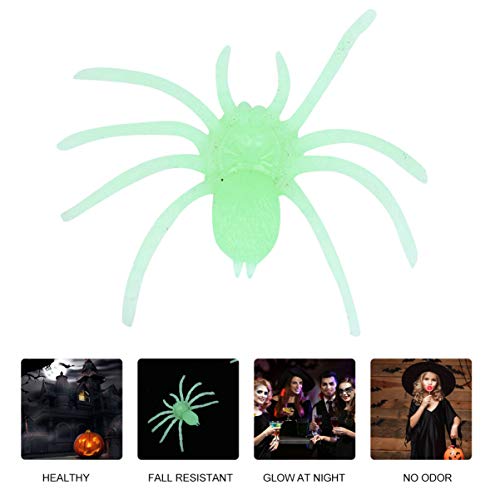 Amosfun Araña de plástico para Halloween, arañas de araña, 30 piezas, araña, noctilucido, portátil, broma, decoración de casa encantada, accesorios de fiesta para carnaval, Halloween