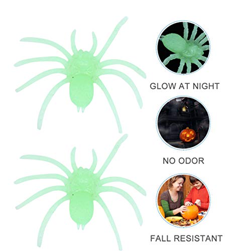 Amosfun Araña de plástico para Halloween, arañas de araña, 30 piezas, araña, noctilucido, portátil, broma, decoración de casa encantada, accesorios de fiesta para carnaval, Halloween