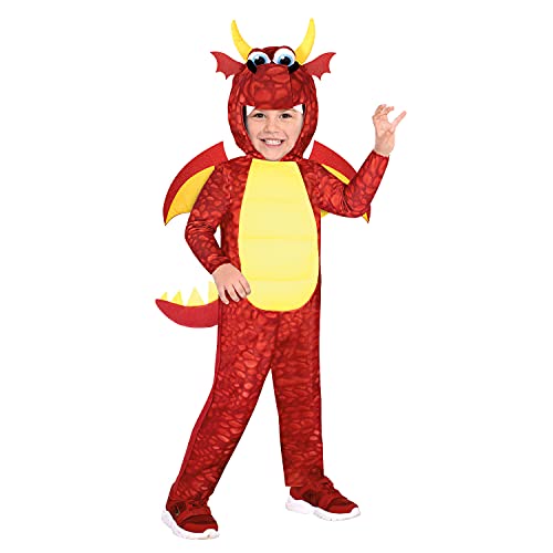 amscan 9912031 - Disfraz de dragón rojo para niños de 4 a 6 años