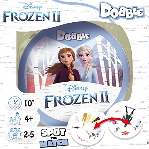 Asmodee | Dobble Frozen 2 | Juego de Cartas | Edades 6+ | 2-8 Jugadores | 15 Minutos de Tiempo de Juego