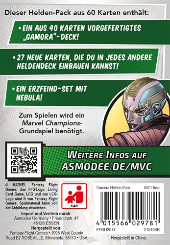 Asmodee Marvel Champions: El Juego de Cartas - Gamora, expansión de héroes, construcción de baraja en alemán