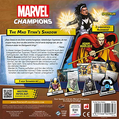 Asmodee Marvel Champions: El Juego de Cartas The Mad Titan's Shadow, expansión de campañas, Juego de Cartas, construcción de Barajas, en alemán