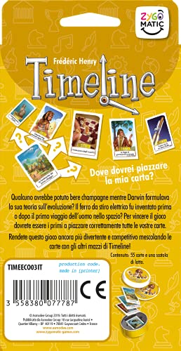 Asmodee - Timeline Classico, Eco Blister, Juego de Cartas Educativo, tamaño de Bolsillo, edición en Italiano, 8305