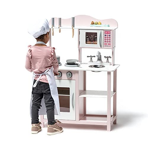 ATAA Toys Cocina de Madera para niños con Accesorios - Rosa - Cocinita de Juguete para niños y niñas