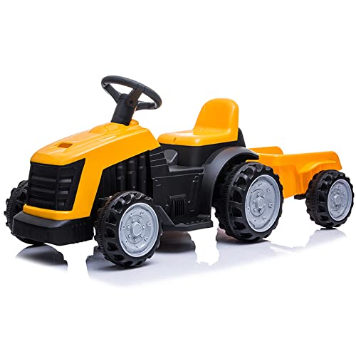 ATAA Tractor Mini 6v - Amarillo - Tractor eléctrico Infantil con batería 6v t Remolque
