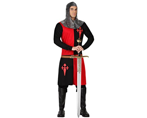 Atosa disfraz caballero cruzadas hombre adulto rojo negro XL