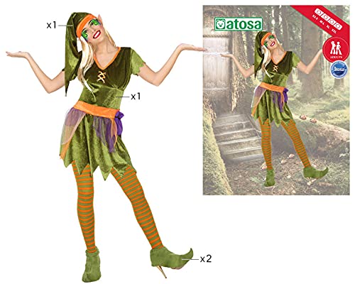 Atosa disfraz duende mujer adulto verde M