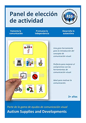 Autism Supplies & Developments Tabla de elección de actividad visual de plástico (español), color surtido, ES_AC (Autism Supplies and Developments ACT_ES)