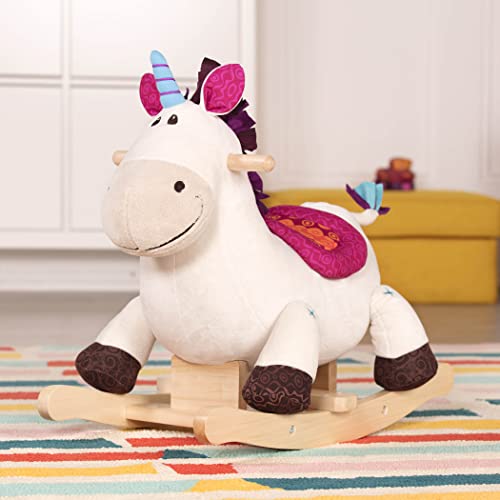 B. toys – Dilly Dally unicornio mecedor de madera – Mecedora Rocker – Suave juguete Montable para niños y bebés de 18 meses en adelante