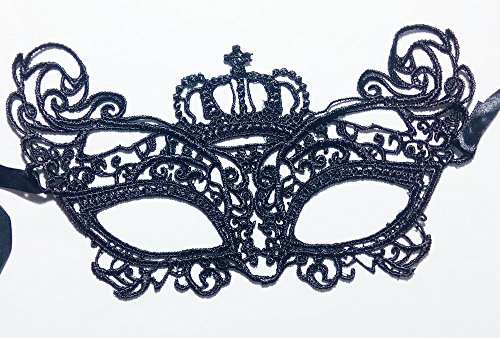 Baanuse 6Pcs Máscara Veneciana Mujer ata Fiesta de Carnaval de la Mascarada, Negro
