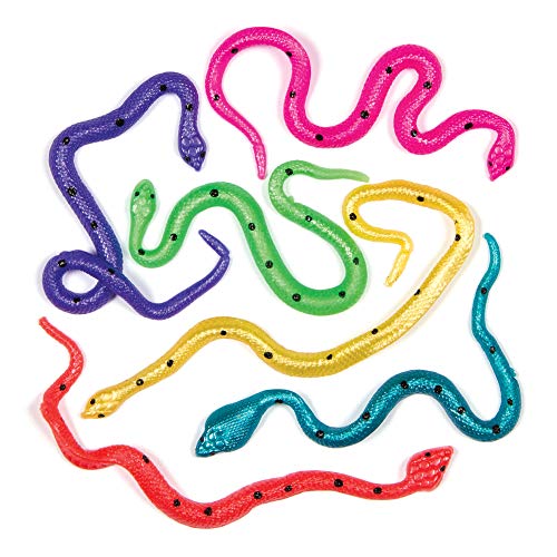 Baker Ross AG671 Serpientes flexibles, perfectos para bolsas sorpresa para que los niños jueguen con ellas o como idea para regalo (pack de 8)