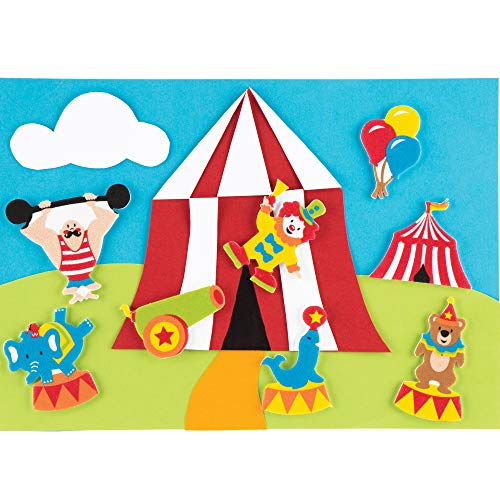 Baker Ross AR346 Pegatinas de Espuma con Motivos del Circo para que los Niños Decoren Manualidades, Tarjetas y Libros de Recortes, Multicolor, Pack de 120