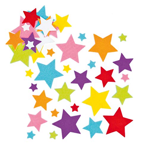 Baker Ross Pegatinas de fieltro estrellas (paquete de 144) para manualidades y proyectos de arte para niños, tarjetas, bolsos de fiesta y decoraciones, EF944