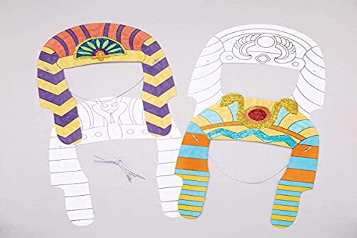 Baker Ross- Tocados de faraón para colorear (Pack de 8) - Manualidades infantiles para decorar y disfrazarse o jugar