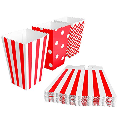 BangShou 60pcs Cajas de Palomitas Cartón Caramelo Contenedor Cine Pequeñas Cajas de Palomitas de Maíz 12 x 7.5cm (Rojo)