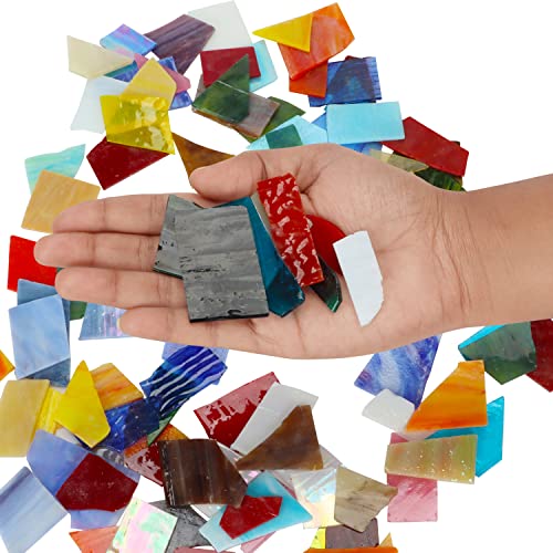 Belle Vous Teselas para Mosaicos Mixtos (800 g) Aproximadamente 50 - 60 Piezas - Azulejos Ceramica Varios Tamaños y Formas - Mosaico Tesela de Vidrio para Decoraciones/Manualidades