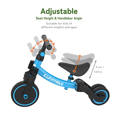 besrey Triciclos para Niños, 5 en 1 Una Bici Multifunción, Adecuado para niños de 1-4 años,Triciclo,Bicicleta,Carro de Equilibrio,Caminante, Altura del Asiento Regulable, Azul