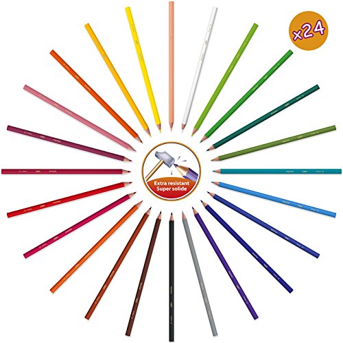 BIC Kids Maletín para Niños con 24 Lápices de Colores, 24 Rotuladores, 16 Ceras y 36 Adhesivos, Material Escolar