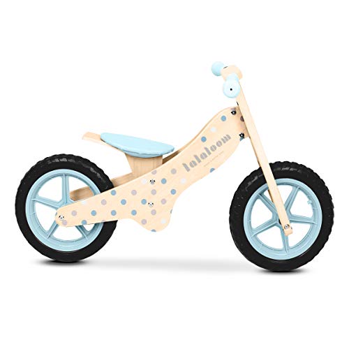 Bicicleta sin pedales de madera, BUBBLE BIKE, correpasillos equilibrio aprendizaje Kinderkraft, diseño azul unisex, sillín regulable, niños 2 años