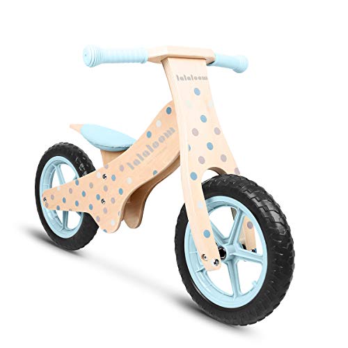 Bicicleta sin pedales de madera, BUBBLE BIKE, correpasillos equilibrio aprendizaje Kinderkraft, diseño azul unisex, sillín regulable, niños 2 años